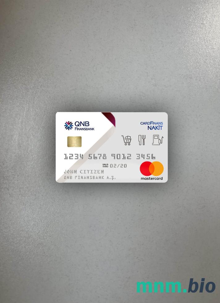 Turkey QNB Finansbank Card wygląd fotograficzny skan PSD + zdjęcie